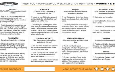 Year 4 Purposeful Practice Week 7 & 8 Term 1 2020