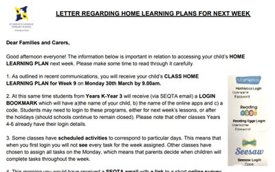 Letter Regarding Learning From Home Remotely